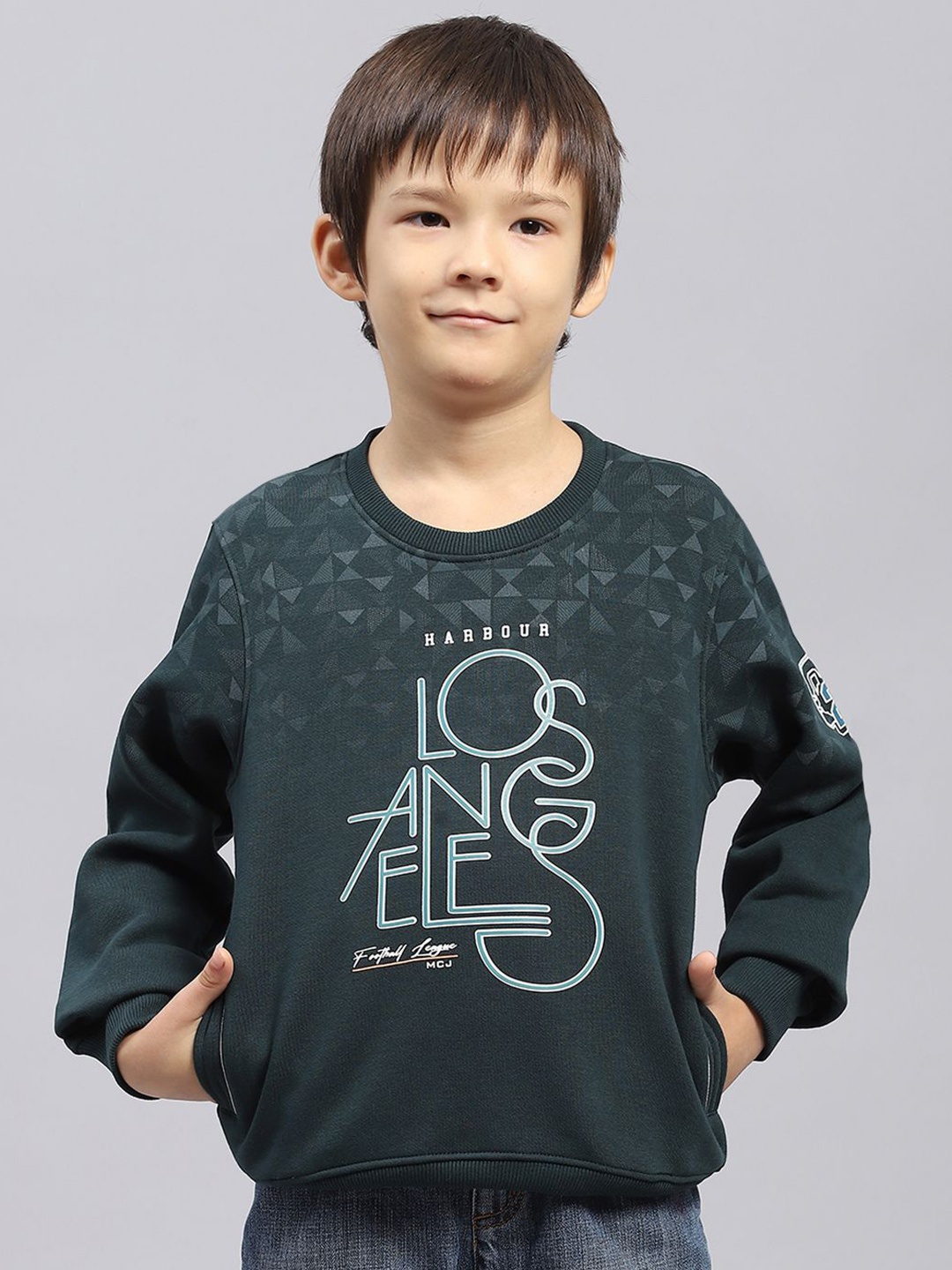 

Monte Carlo Boys Cotton Printed Round Neck Full Sleeve Casual Sweatshirt, Green