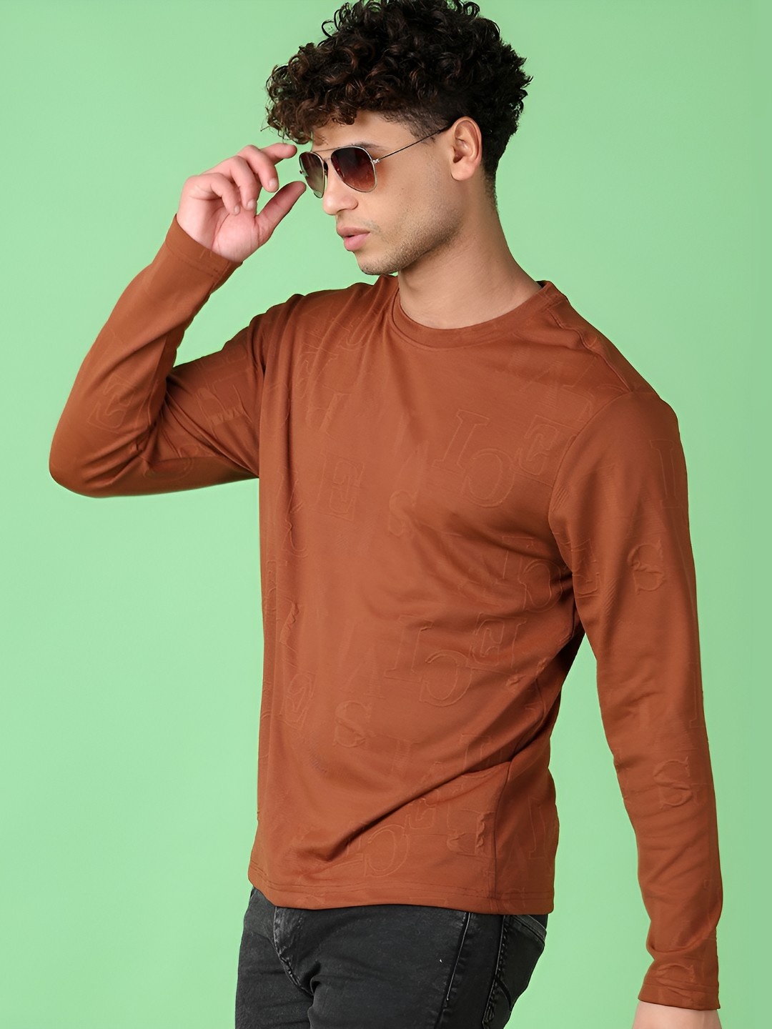 

V-Mart Men Typography Printed Round Neck Cotton T-shirt, Brown