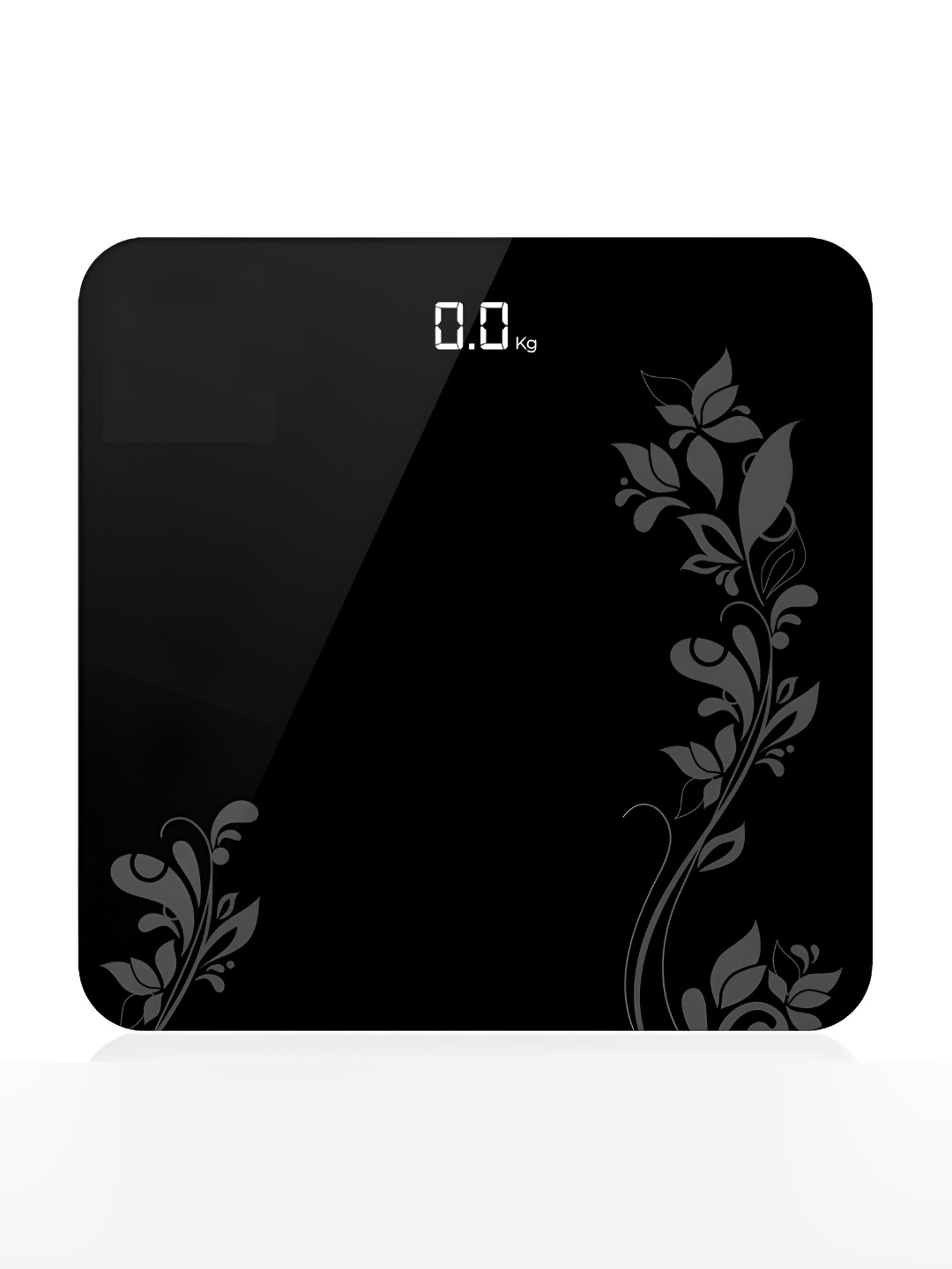 

BELENZO Black & Grey Floral Printed Glass Body Weighing Scale