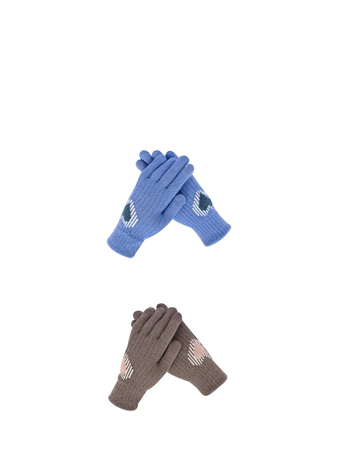 

LOOM LEGACY Women Pack of 2 Patterned Touchscreen Winter Gloves, Blue