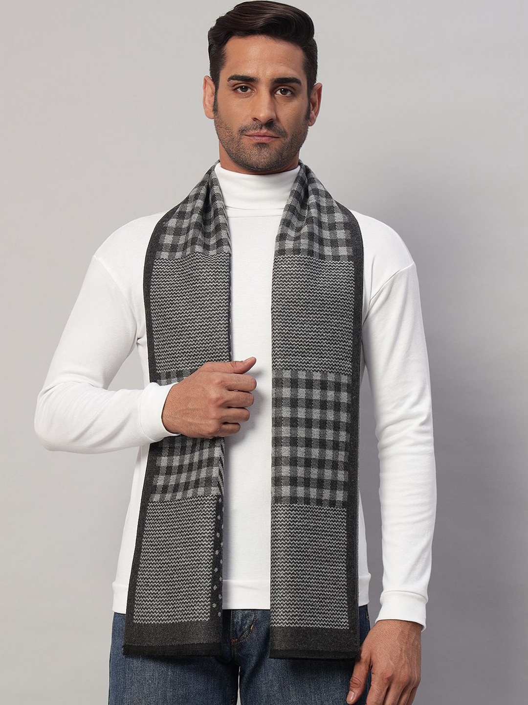 

HANDICRAFT PALACE Men Checked Merino Wool Mufflers, Black