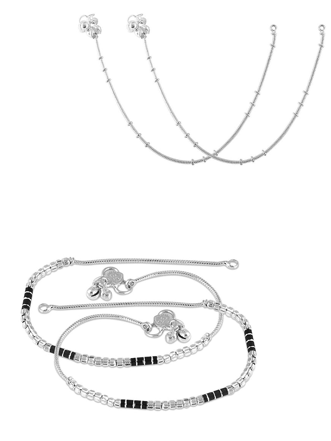 

Heer Collection Set Of 2 Silver-Plated Anklets