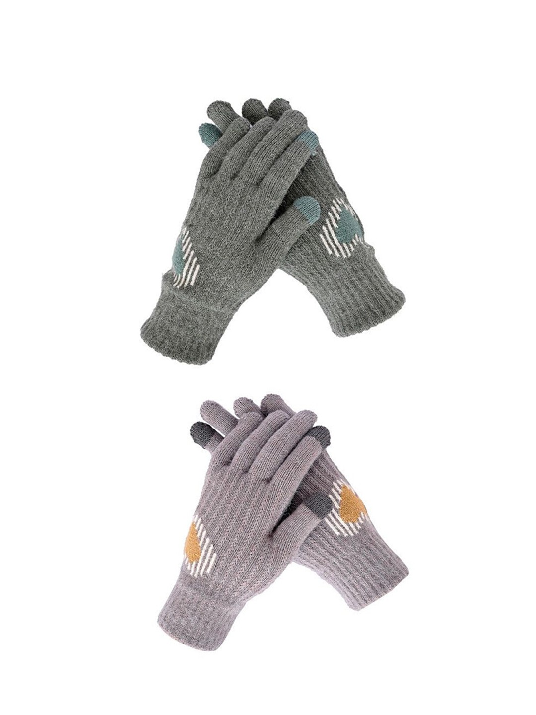 

LOOM LEGACY Women Patterned Acrylic Touchscreen Gloves, Green