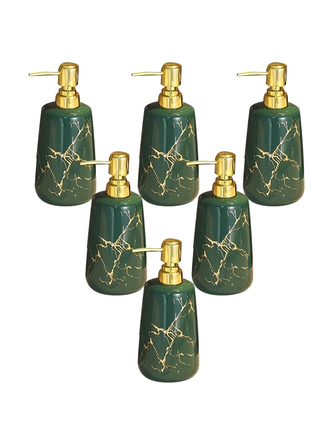 

The Better Home Green & Gold-Toned 6 Pieces Abstract Printed Ceramic Soap Dispensers 260ml