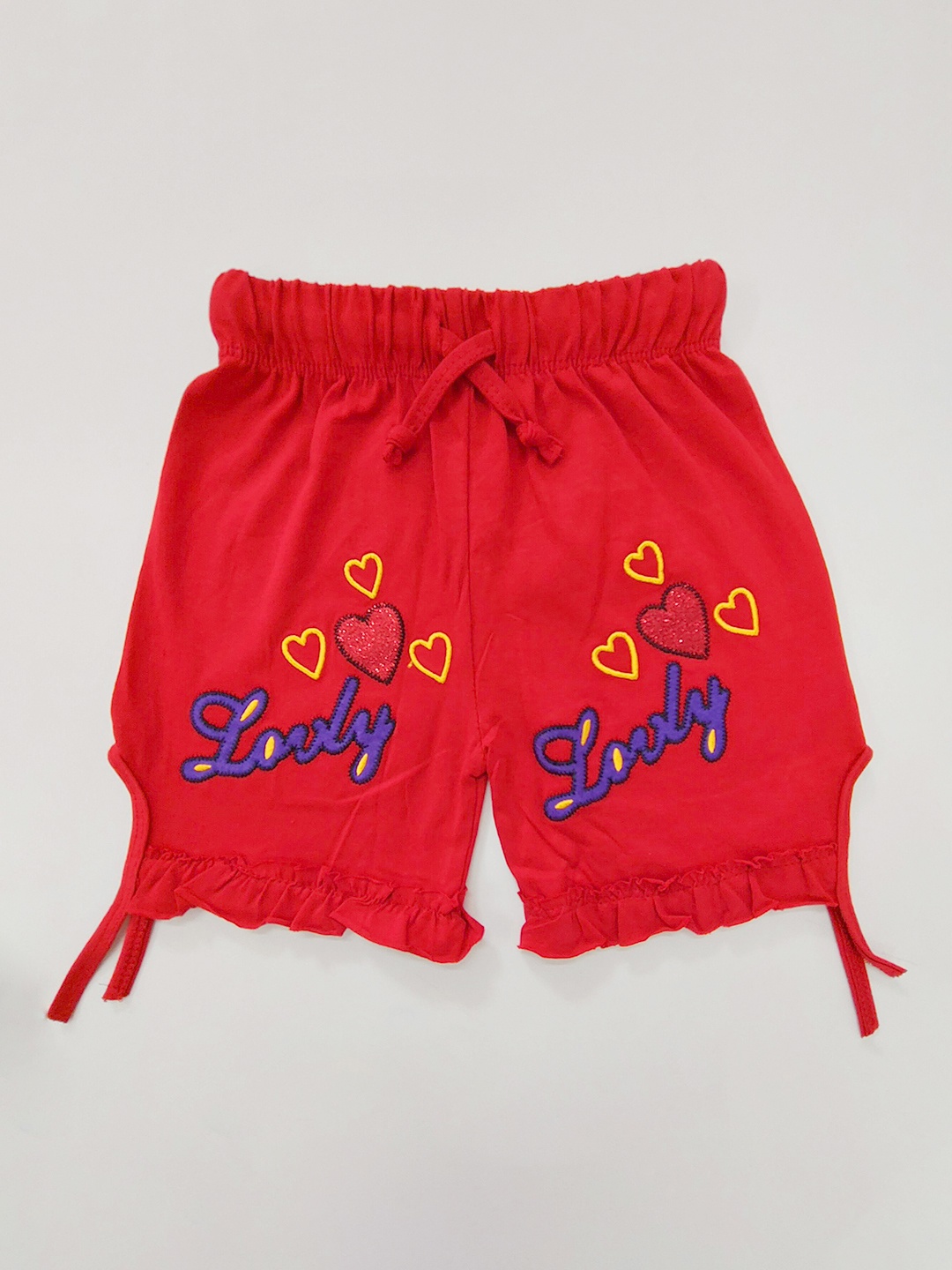

BAESD Girls Typography Cotton Cycling Shorts, Red