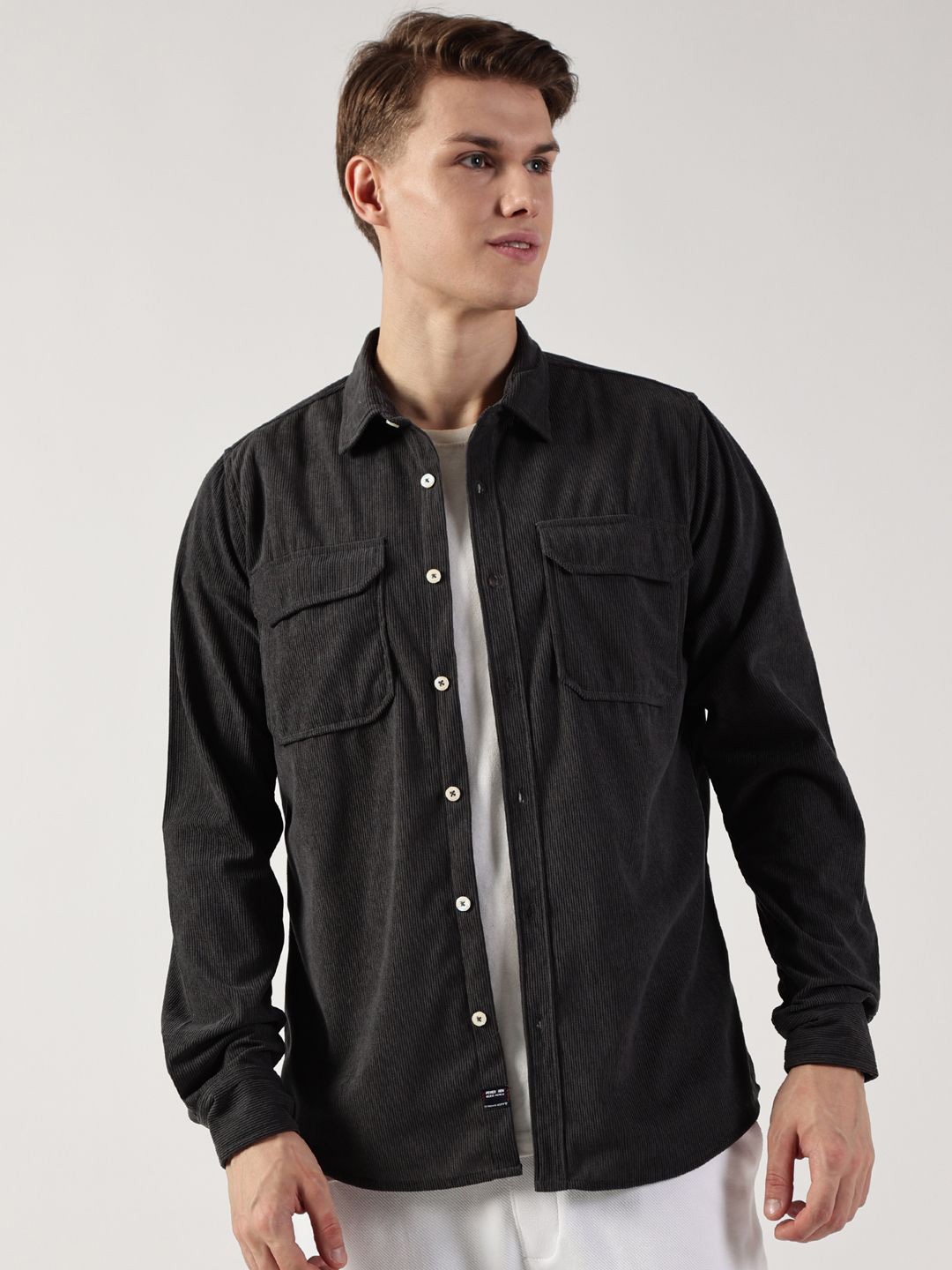 

Thomas Scott Men Premium Opaque Striped Casual Shirt, Grey
