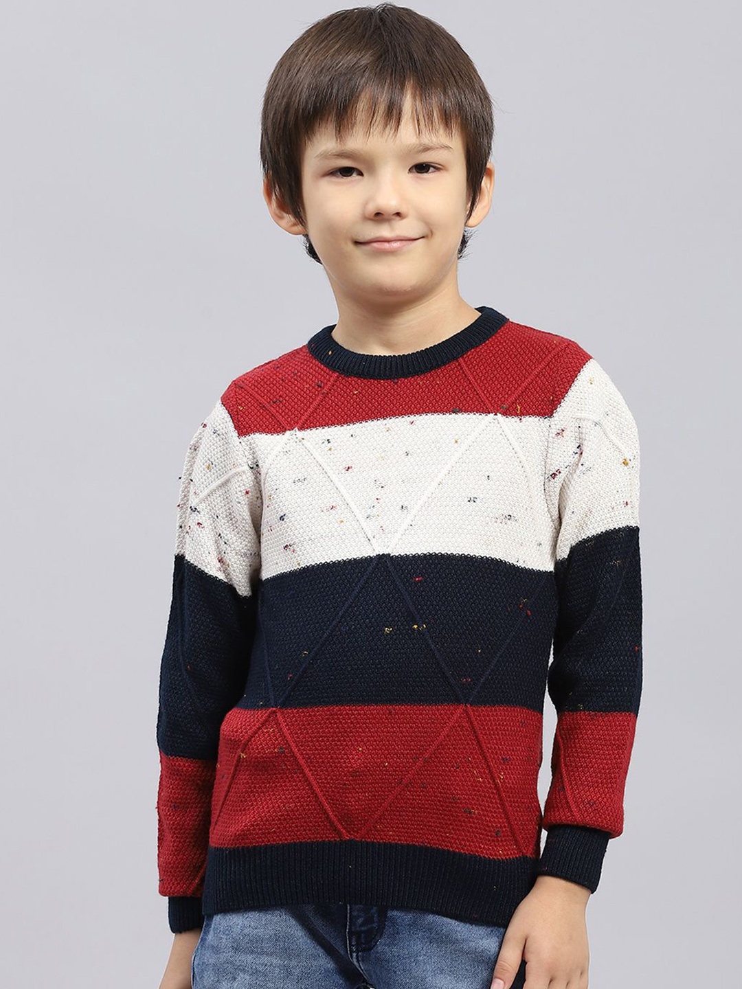 

Monte Carlo Boys Colourblocked Woollen Pullover, Navy blue
