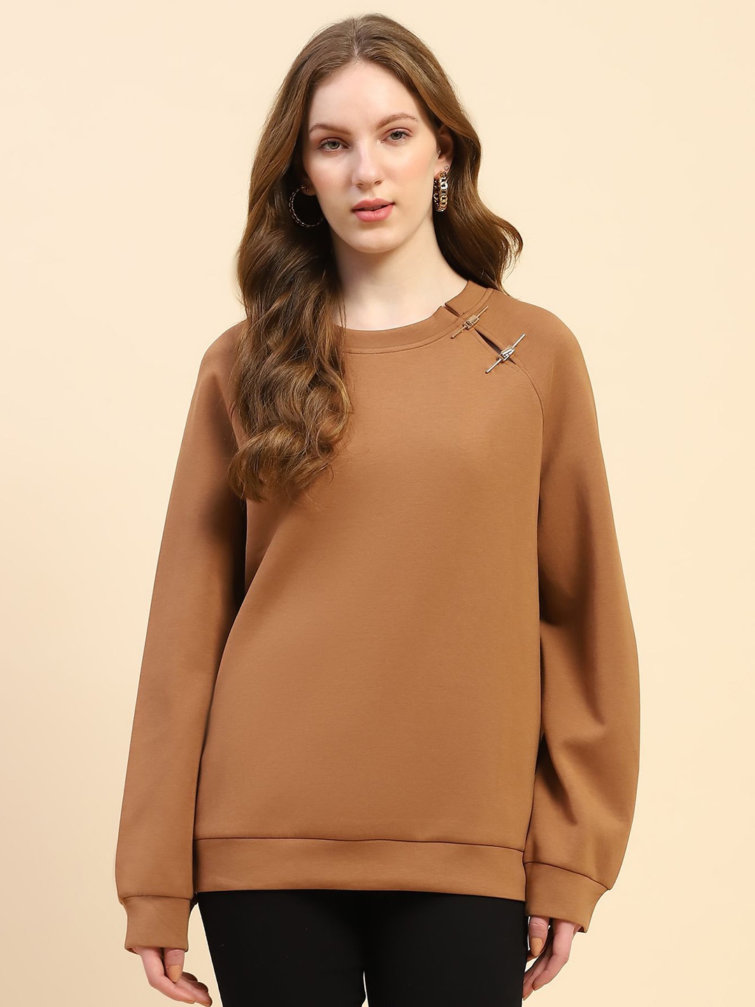 

Global Republic Women Embroidered Sweatshirt, Brown