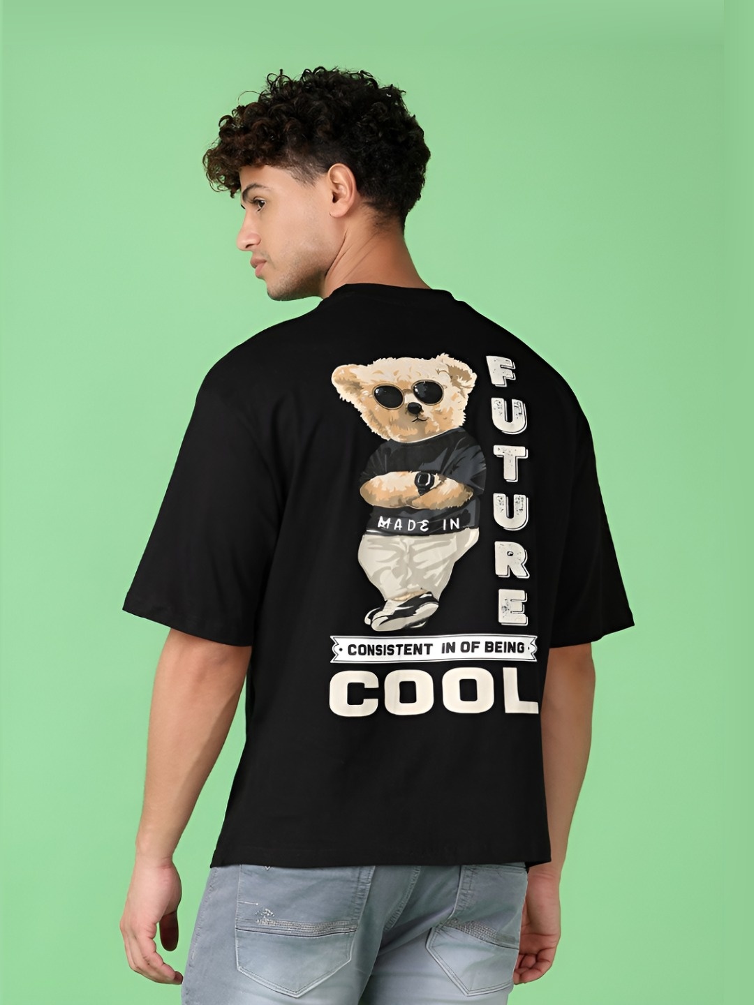 

V-Mart Men Graphic Printed Round Neck Cotton T-shirt, Black