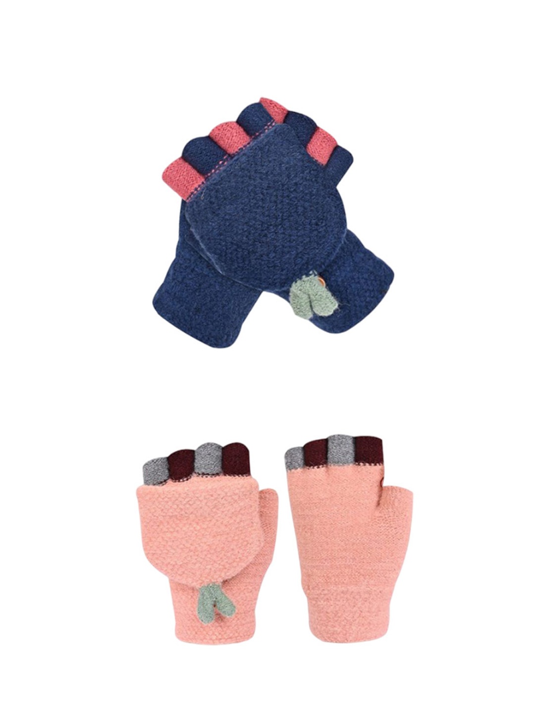 

LOOM LEGACY Women Pack of 2 Acrylic Fingerless Gloves, Blue
