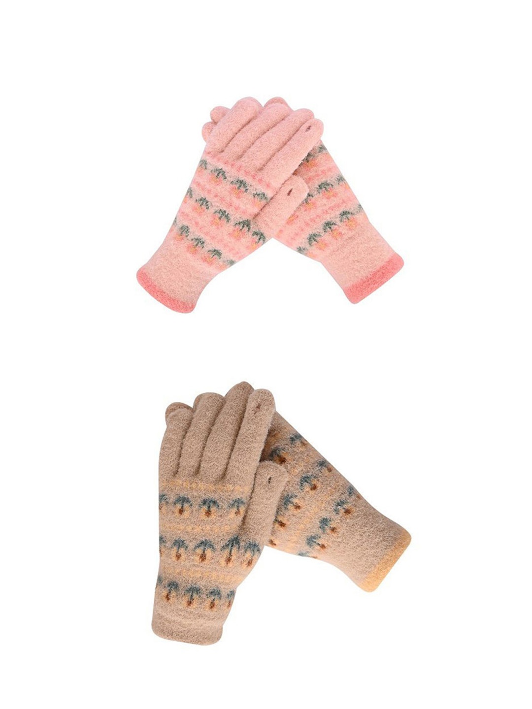

LOOM LEGACY Women Patterned Acrylic Touchscreen Gloves, Pink