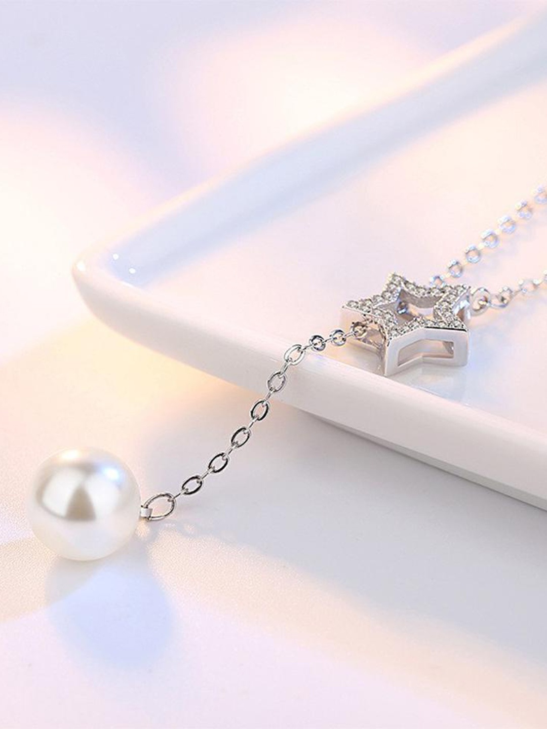 

MYKI Silver Plated CZ Stone Studded Necklace & Chains