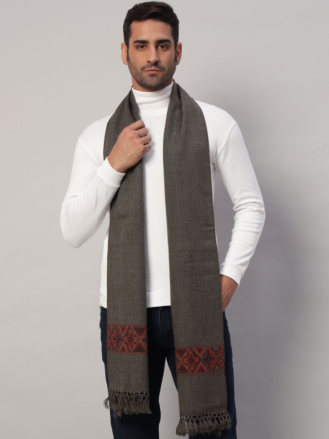 

HANDICRAFT PALACE Men Merino Wool Mufflers, Brown