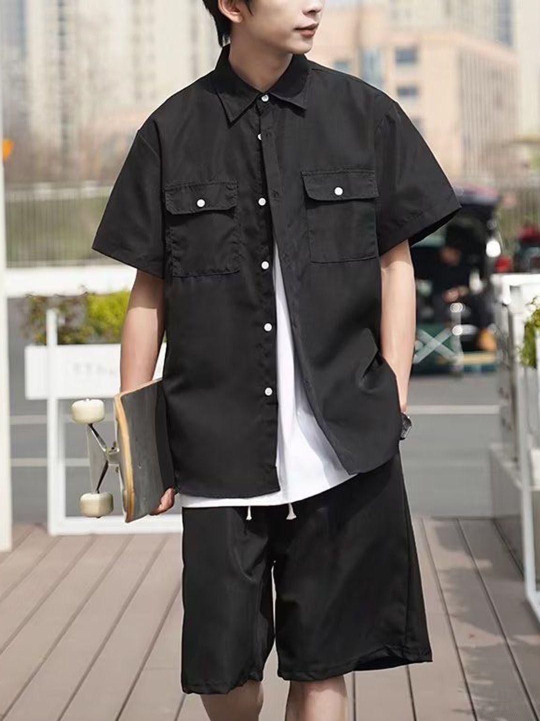 

StyleCast Shirt With Shorts Co-Ords, Black