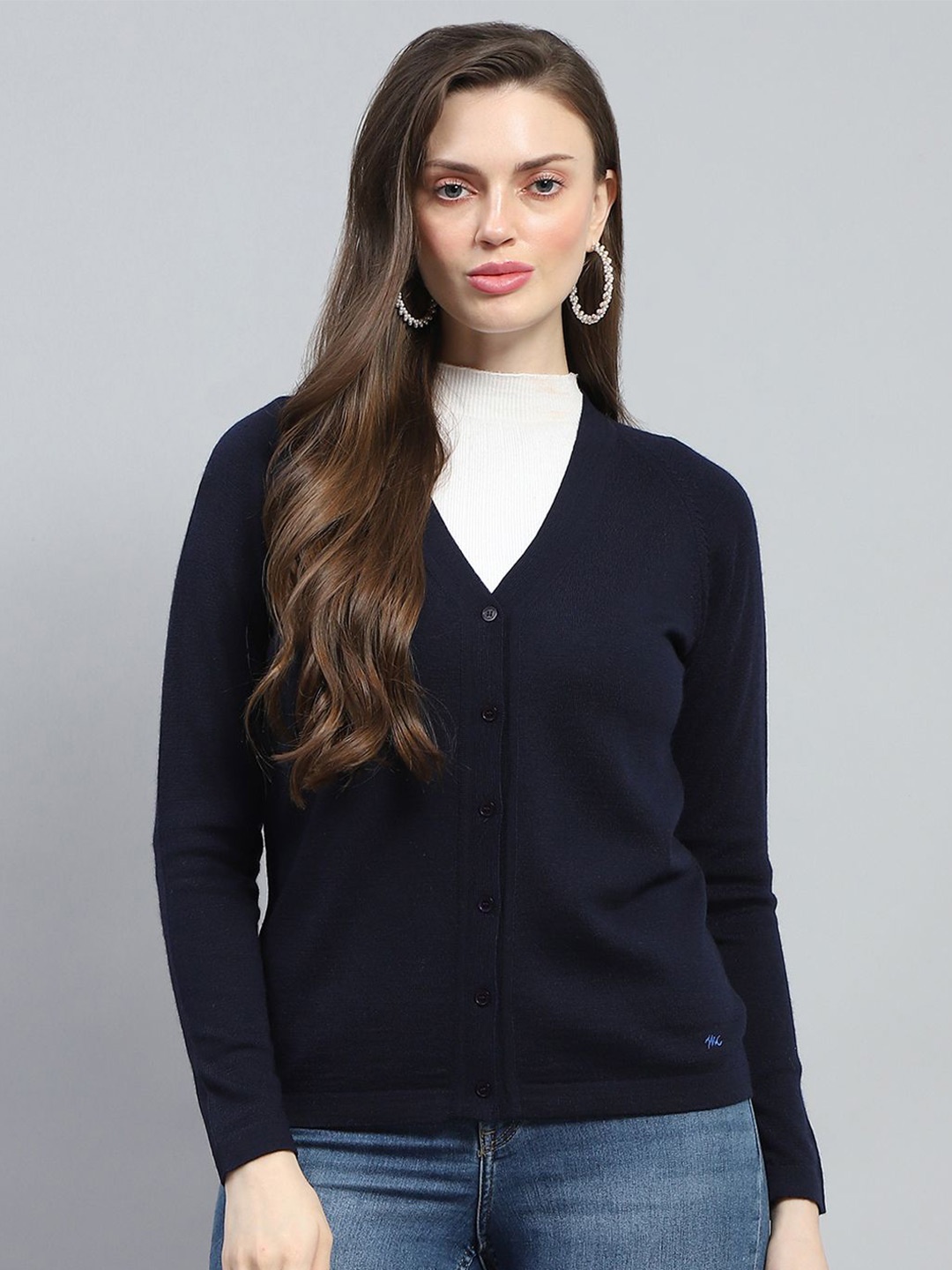 

Monte Carlo Women Woollen Cardigan, Navy blue