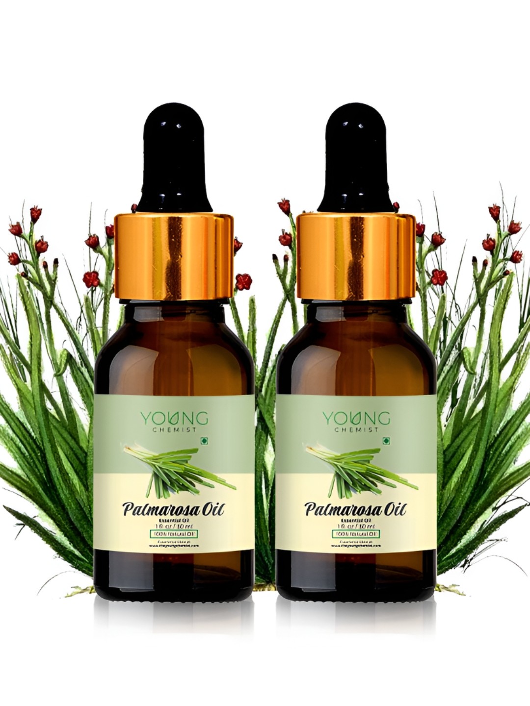 

YOUNG CHEMIST Set Of 2 Palmarosa Essential Oil - 30 ml Each, Brown
