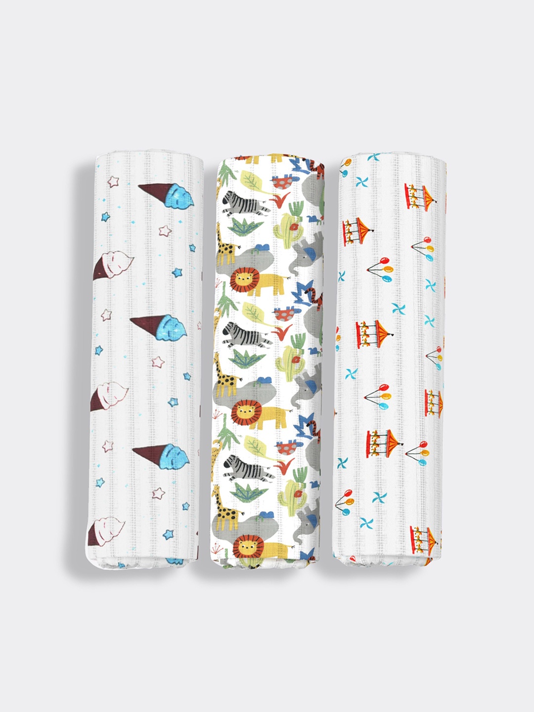 

Orange Sugar Pack Of 3 Printed Swaddle, White