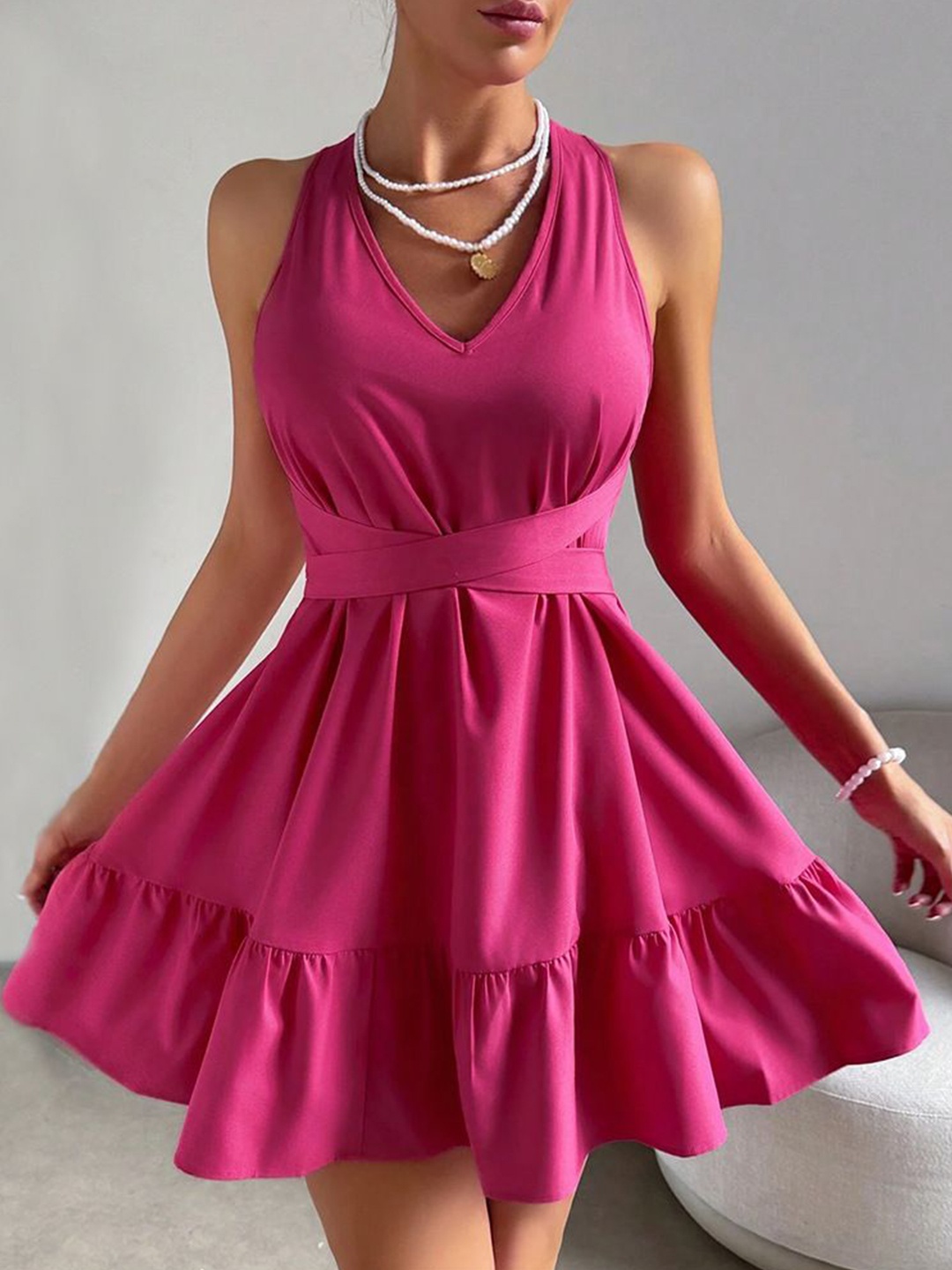 

StyleCast Women V-Neck Fit & Flare Dress, Pink