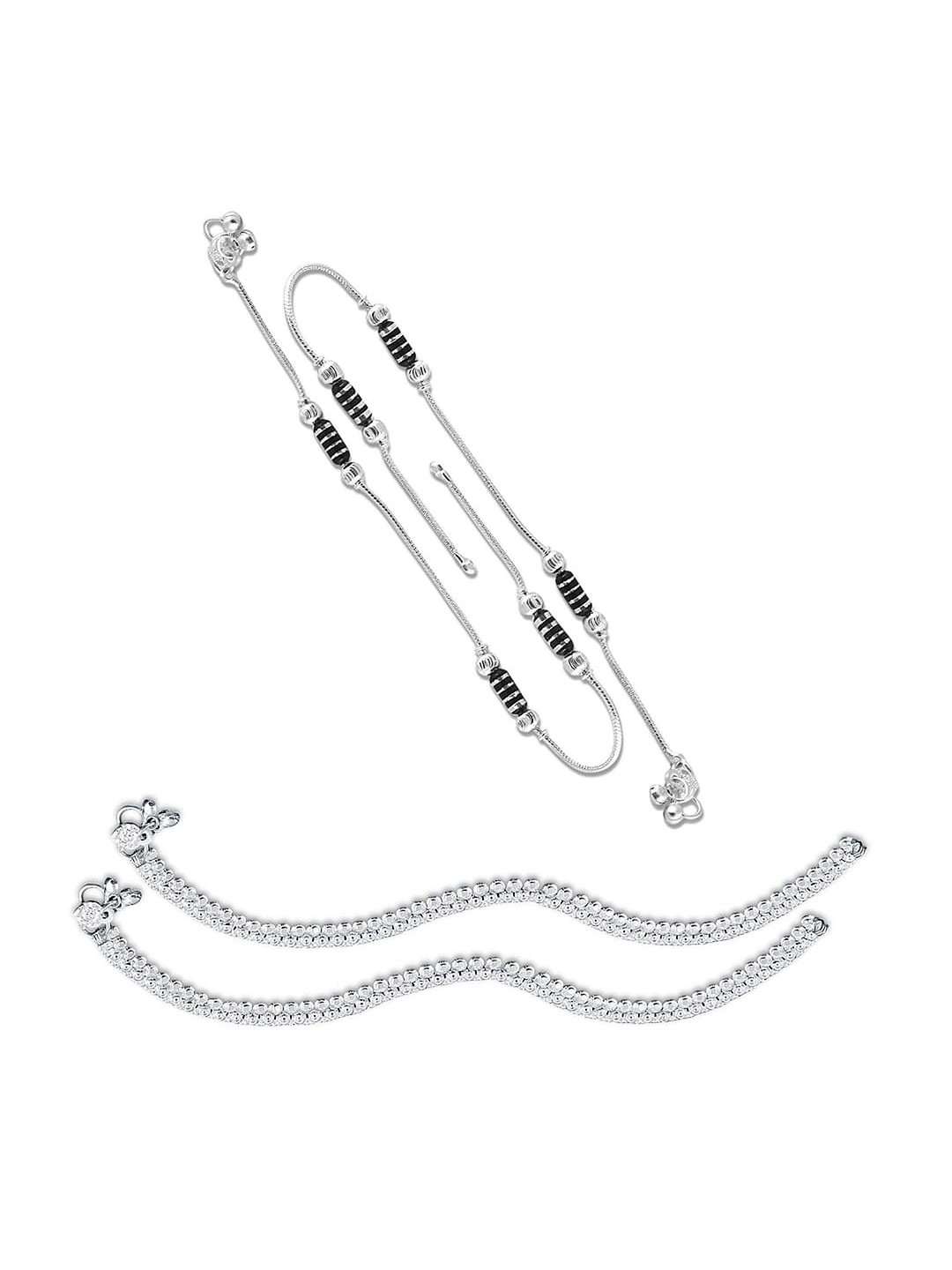 

Heer Collection Set Of 2 Silver-Plated Anklets