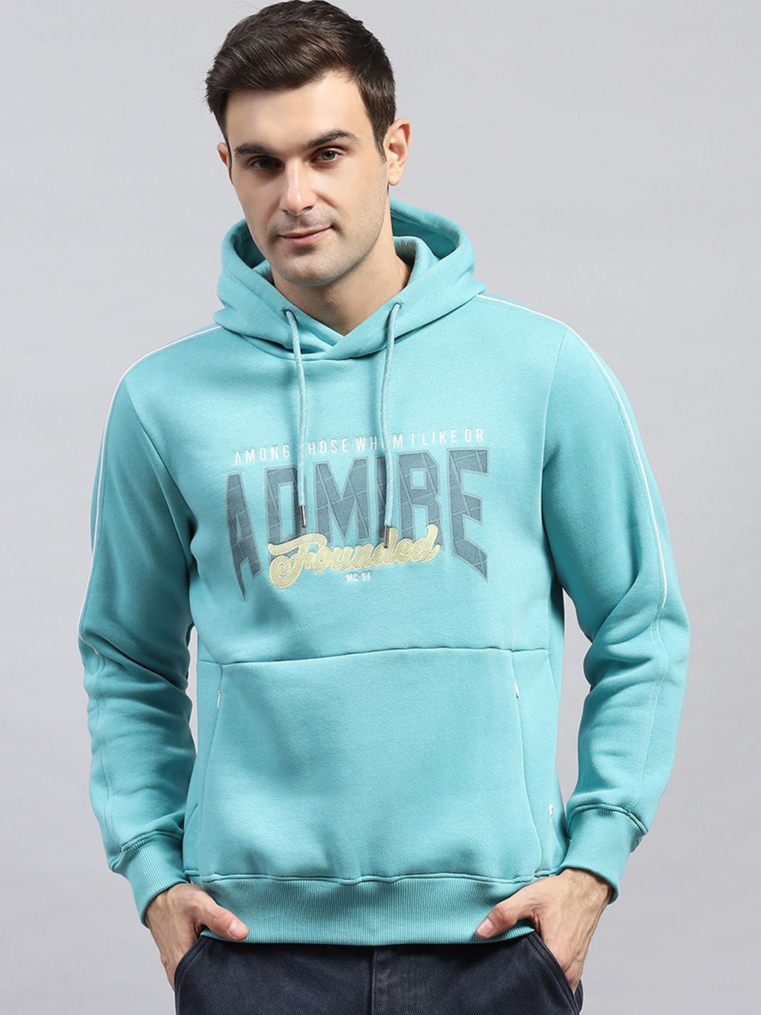 

Monte Carlo Men Graphic Printed Hooded Sweatshirt, Blue