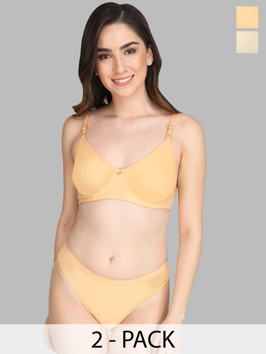 

Designer Bugs Women Pack Of 2 Lightly Padded Lingerie Set, Yellow