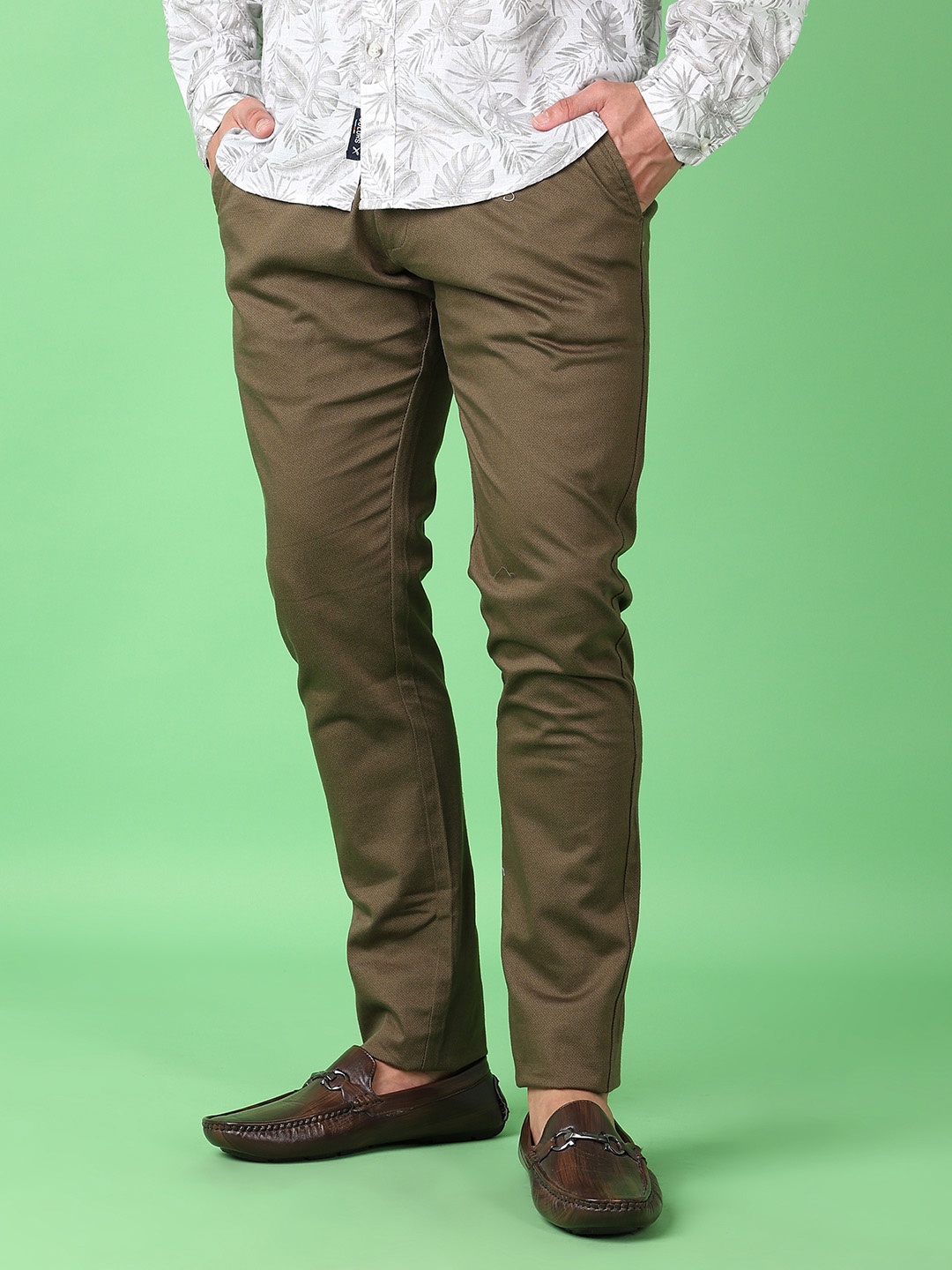 

V-Mart Men Casual Chinos Trousers, Olive