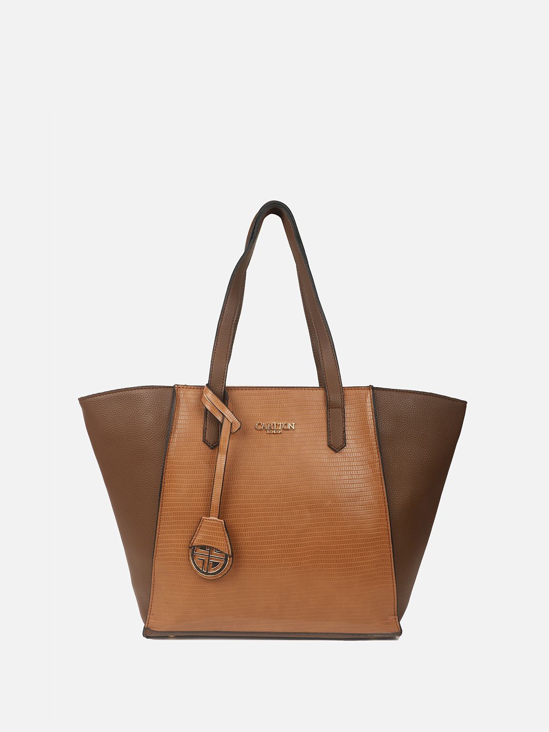 

Carlton London Women Colourblocked Shopper Leather Tote Bag, Coffee brown