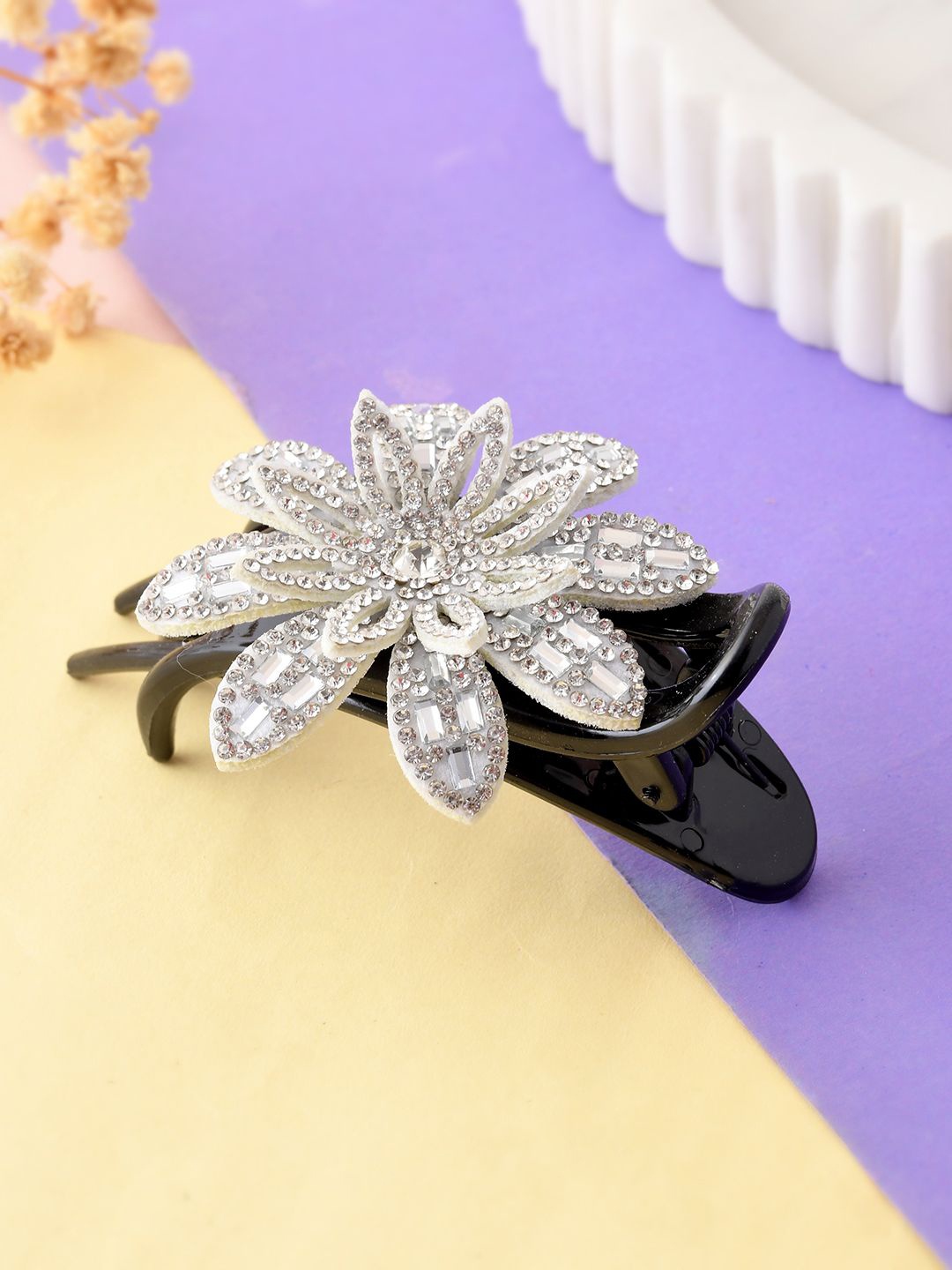 

Silvermerc Designs Women Embellished Claw Clip, Black