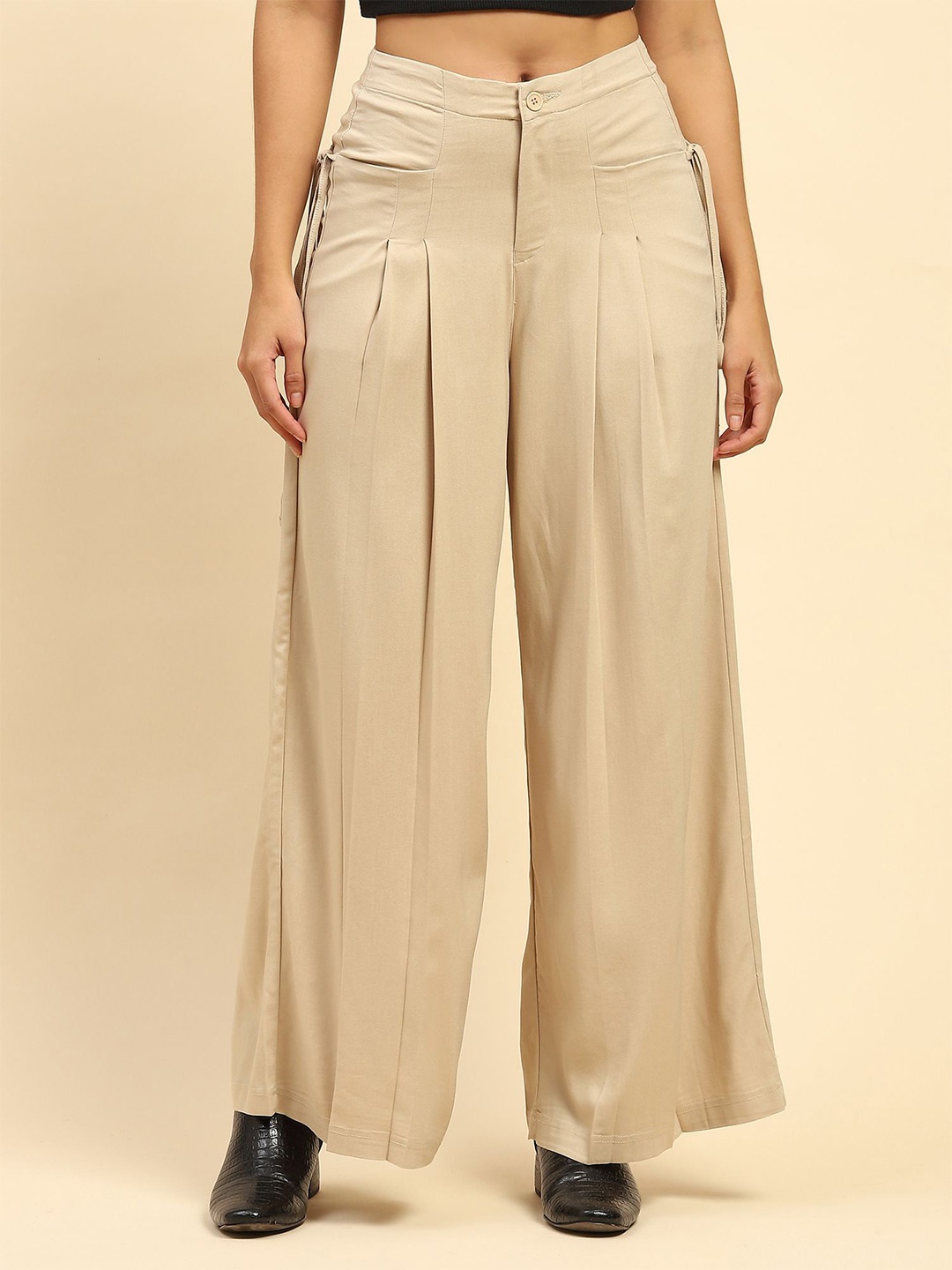 

Global Republic Women Wide Leg Palazzos, Beige