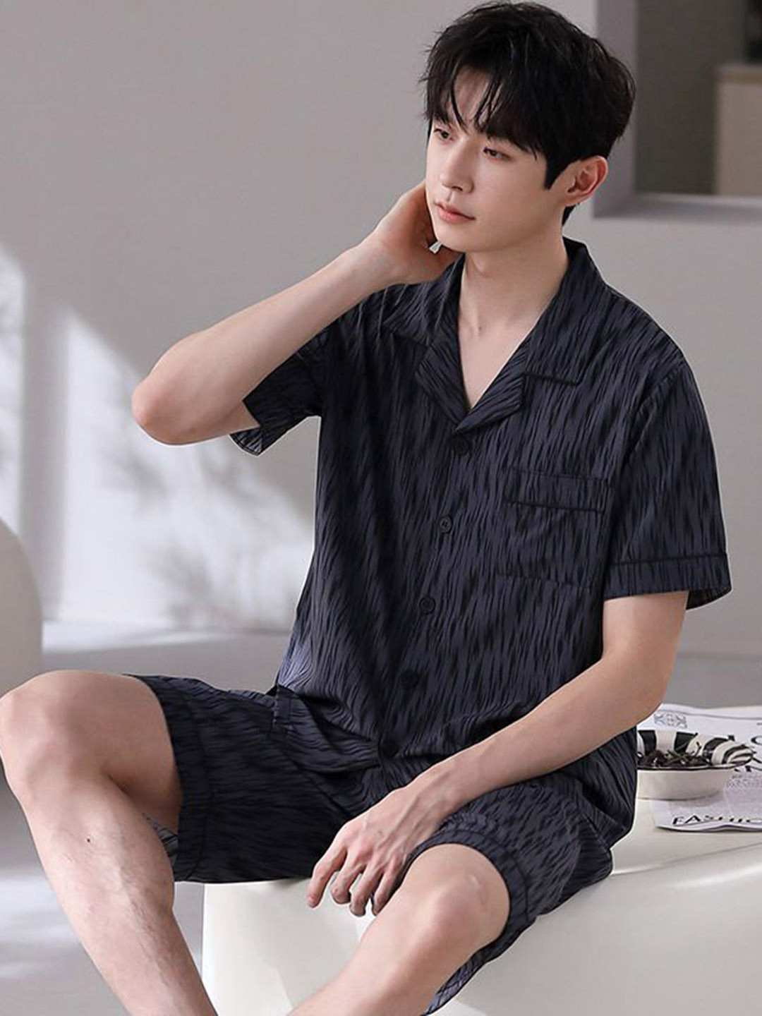 

StyleCast Printed Shirt with shorts Night Suits, Black