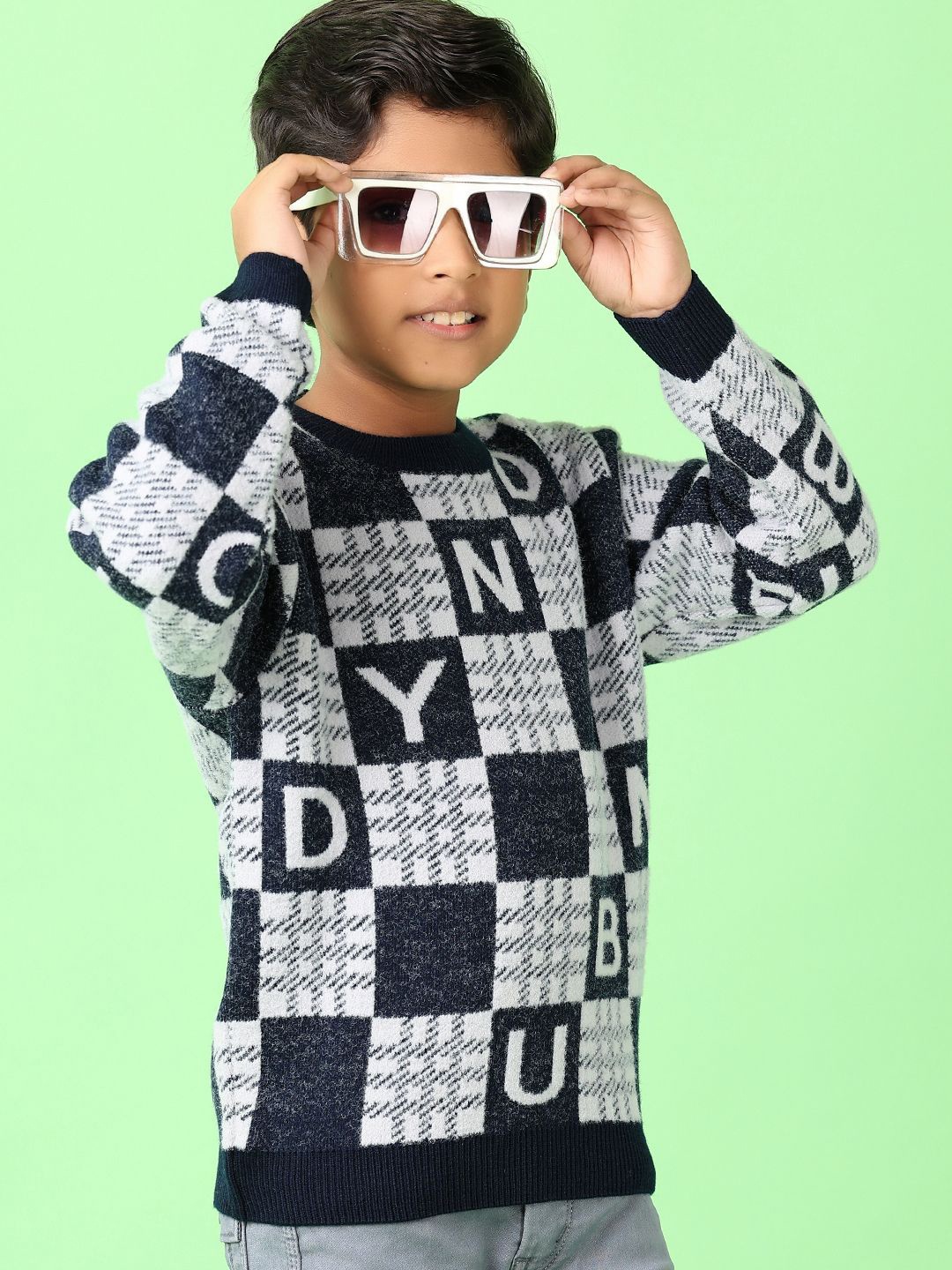 

V-Mart Boys Typography Printed Pullover, Navy blue