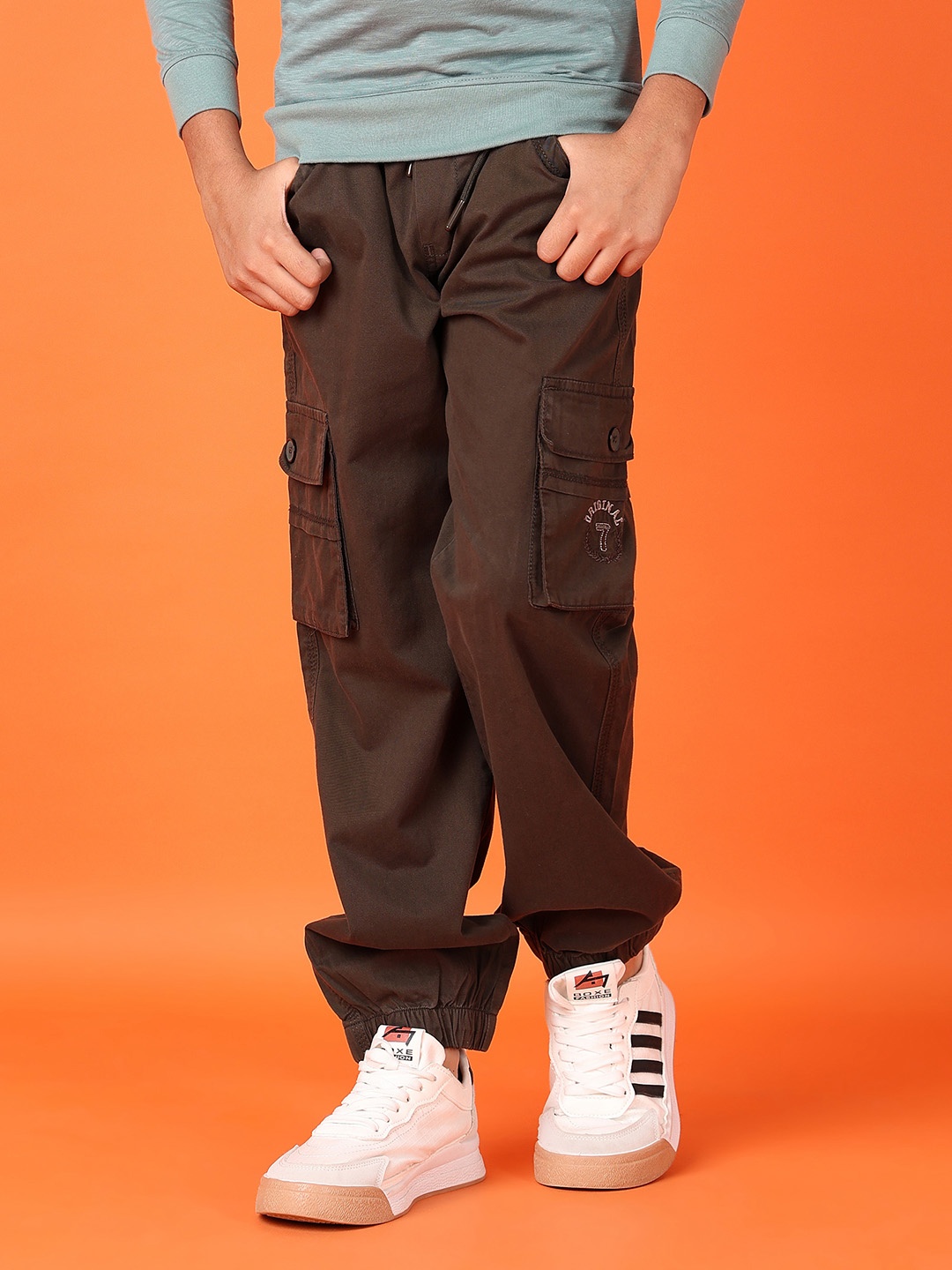 

V-Mart Boys Cotton Regular Fit Joggers Trousers, Olive