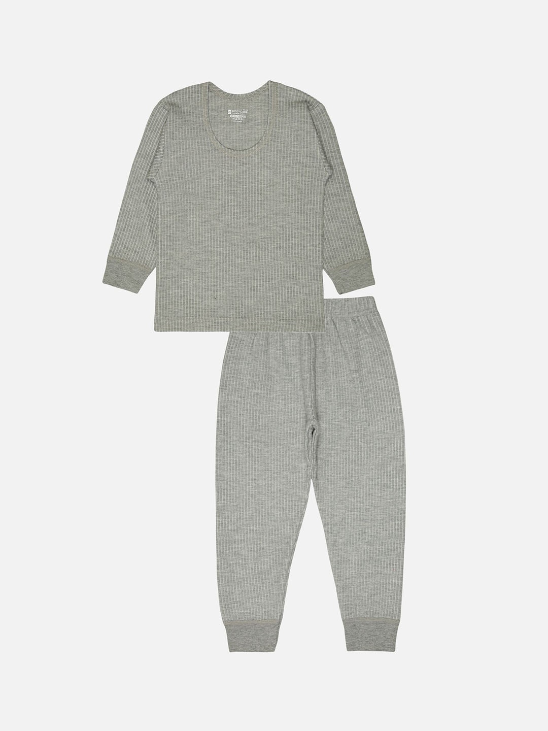 

BODYCARE INSIDER Kids Striped Cotton Thermal Set, Grey melange