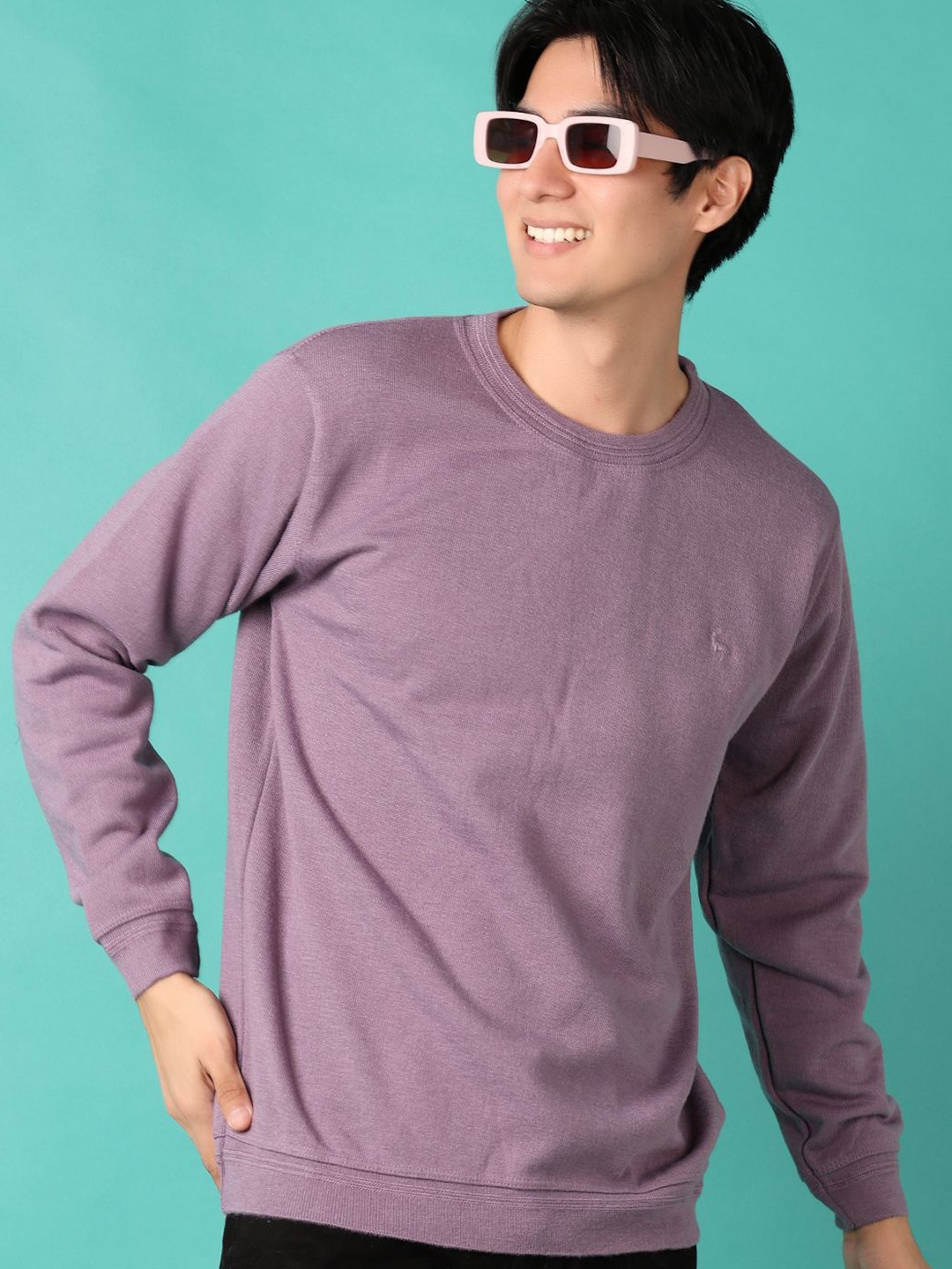 

V-Mart Men Round Neck Cotton Pullover, Mauve