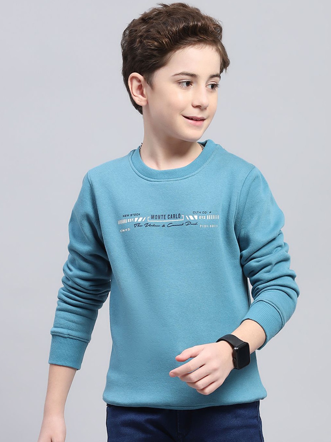 

Monte Carlo Boys Typography Printed Long Sleeve Sweatshirt, Teal