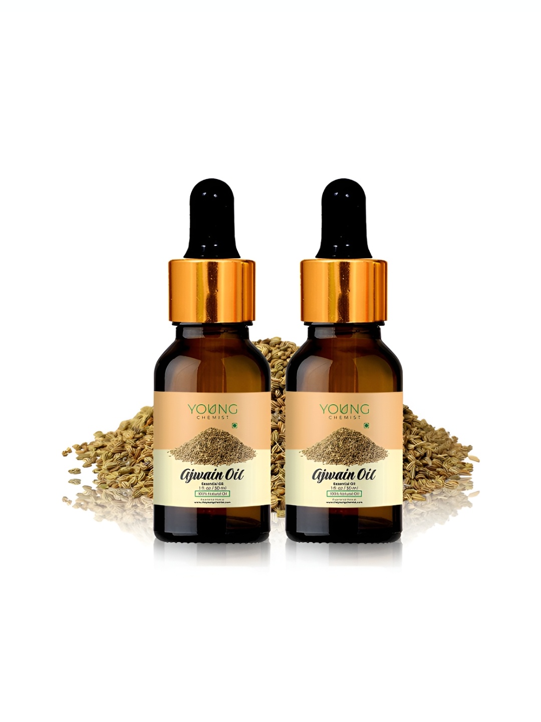 

YOUNG CHEMIST Set Of 2 Ajwain Essential Oil For Skin & Hair - 30 ml Each, Brown