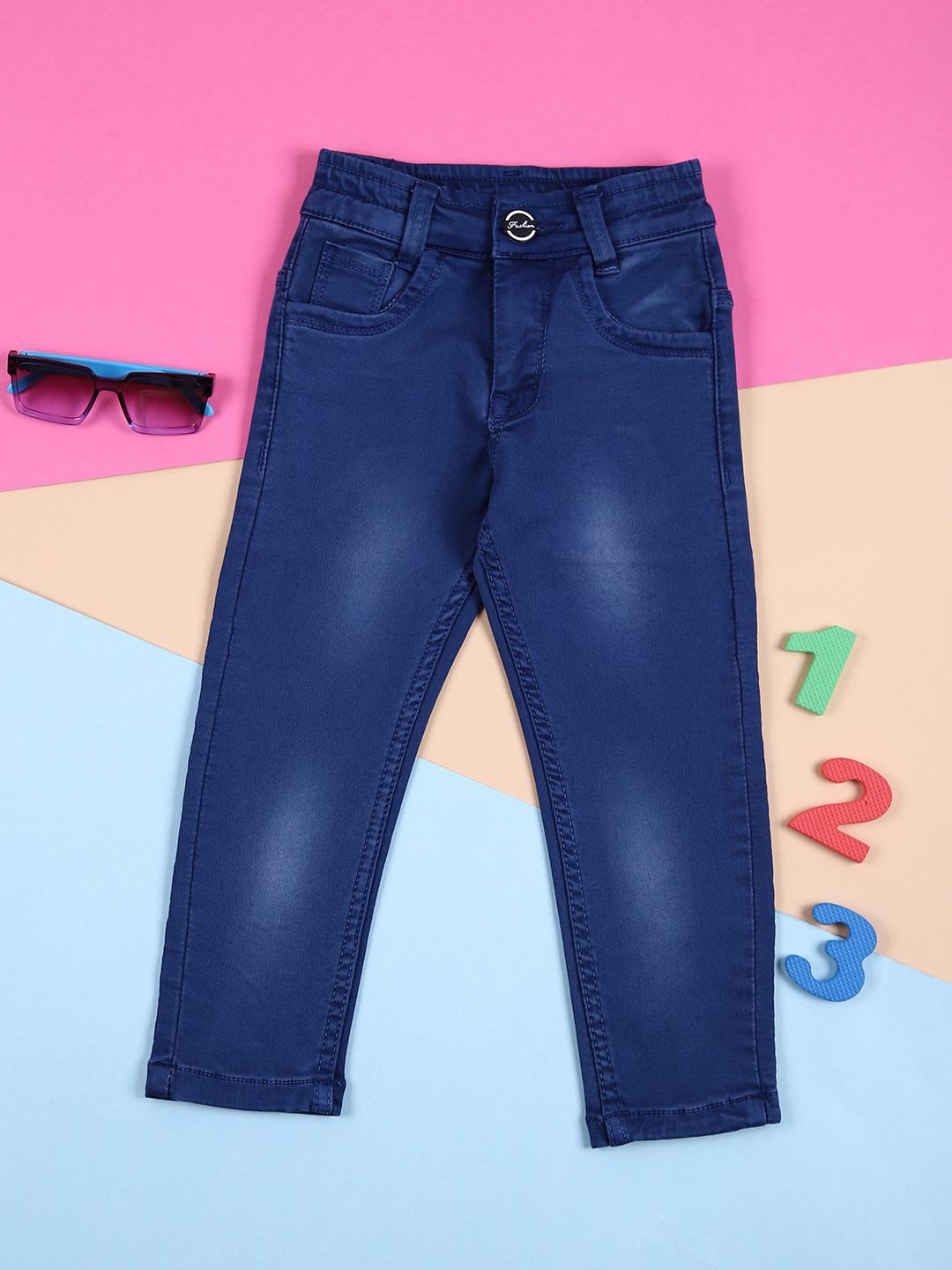 

V-Mart Boys Low Distress Light Fade Stretchable Jeans, Blue