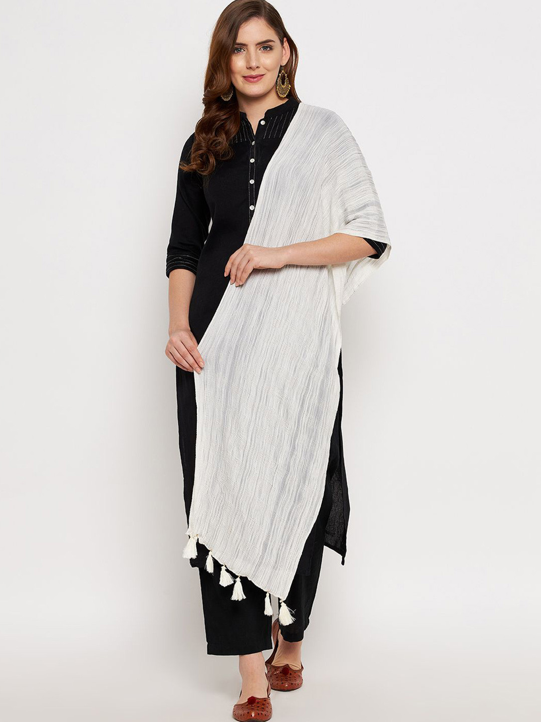 

Clora Creation Woven Design Dupatta, Off white
