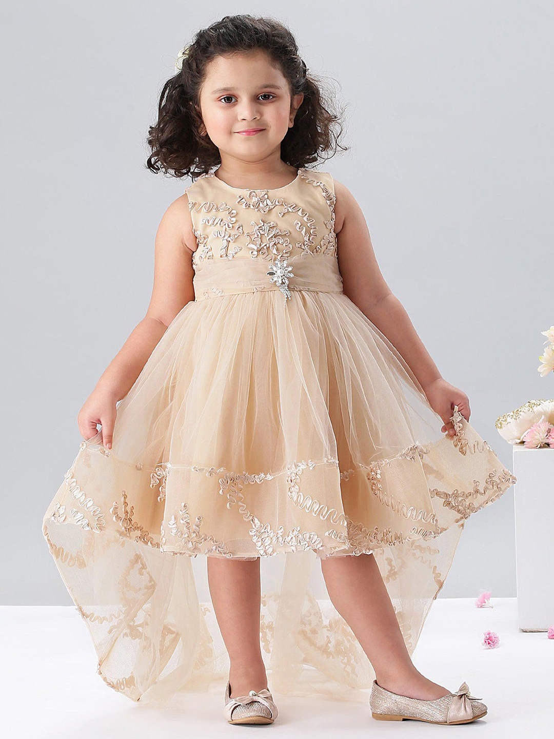 

Mark & Mia Girls Fit and Flare Midi Dress, Beige