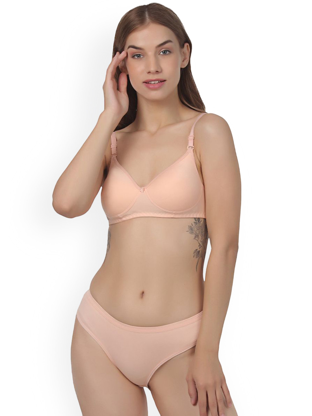 

Designer Bugs Women Lightly-Padded Lingerie Sets, Peach