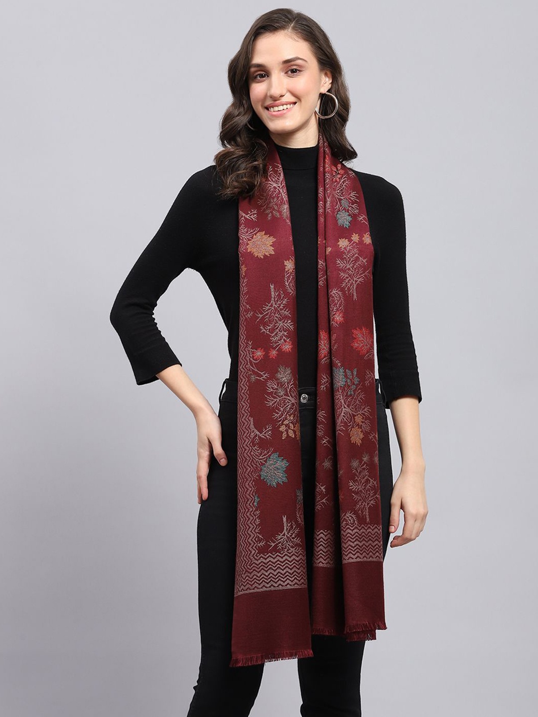 

Monte Carlo Women Woven Design Stole, Maroon