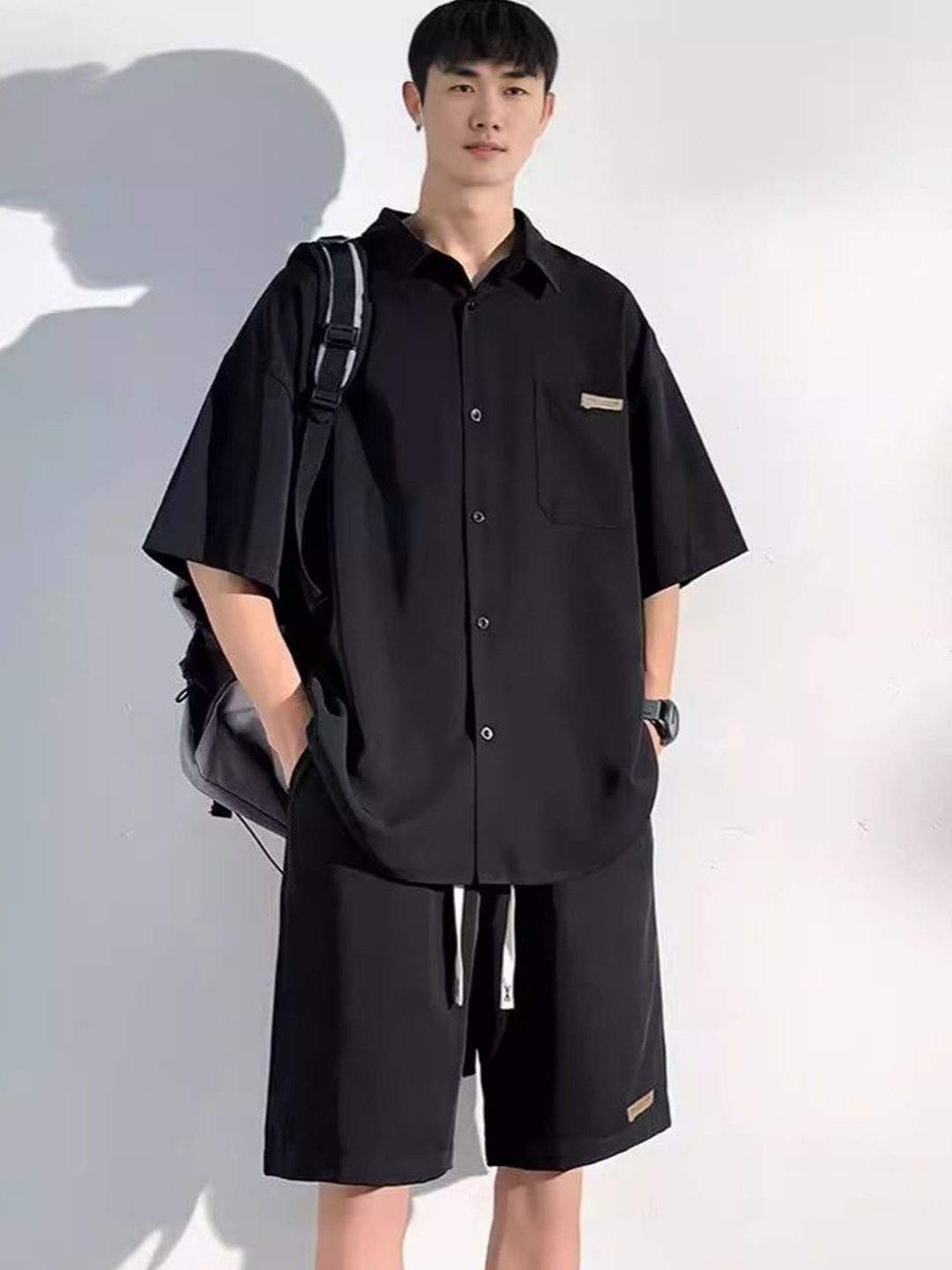 

StyleCast Short Sleeves Shirt With Shorts Co-Ords, Black