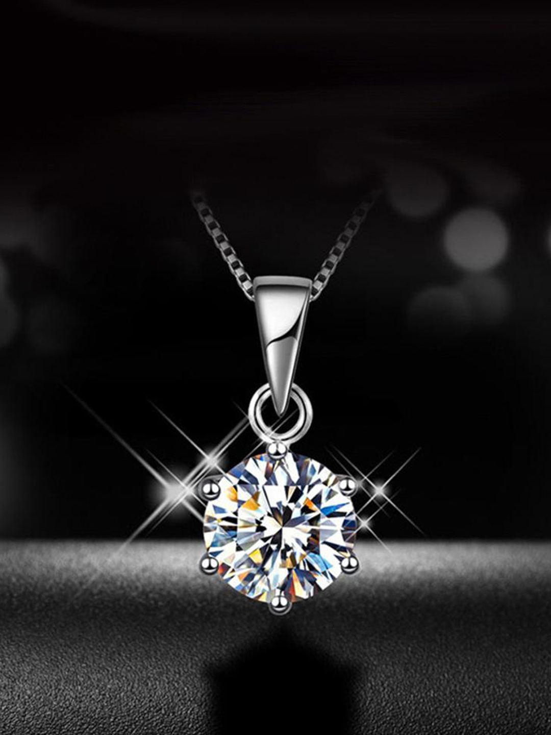 

MYKI Silver-Plated CZ Studded Stainless Steel Contemporary Pendant With Chain