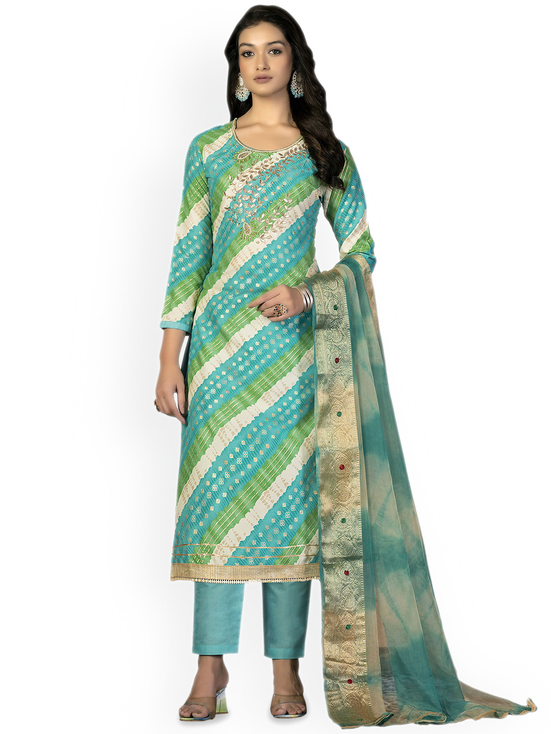 

Maroosh Ethnic Motifs Printed Unstitched Dress Material, Blue