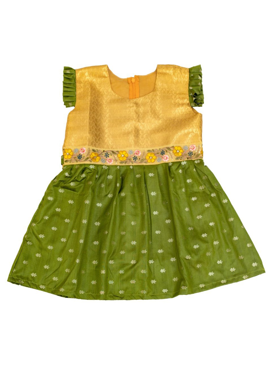 

BAESD Girls Embellished Ethnic Motifs A-Line Dress, Green