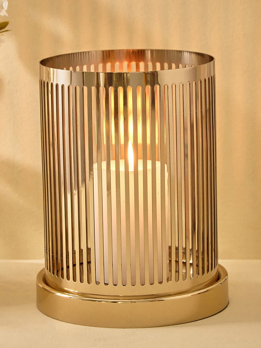 

Home Centre Blanco Blake Gold-Toned Metal Hurricane Candle Holder
