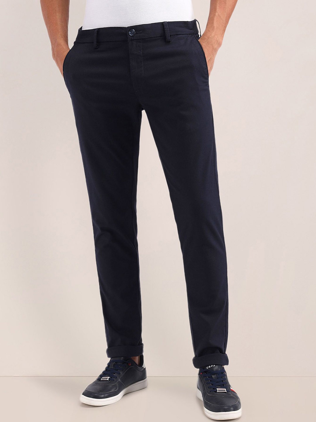 

U.S. Polo Assn. Men Cotton Urban Slim Slim Fit Trousers, Navy blue