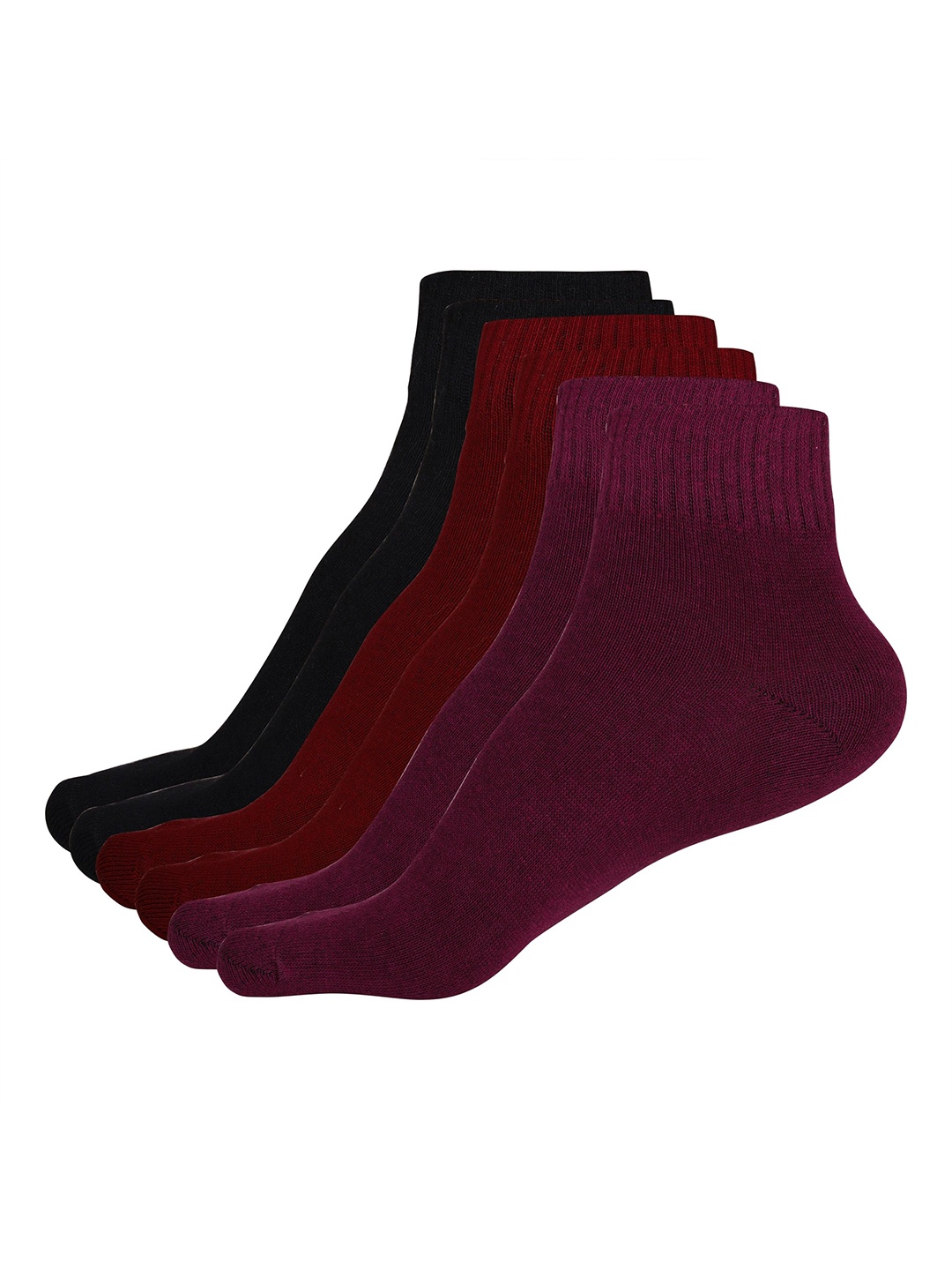 

WYSE Women Pack Of 3 Cotton Ankle-Length Socks, Burgundy