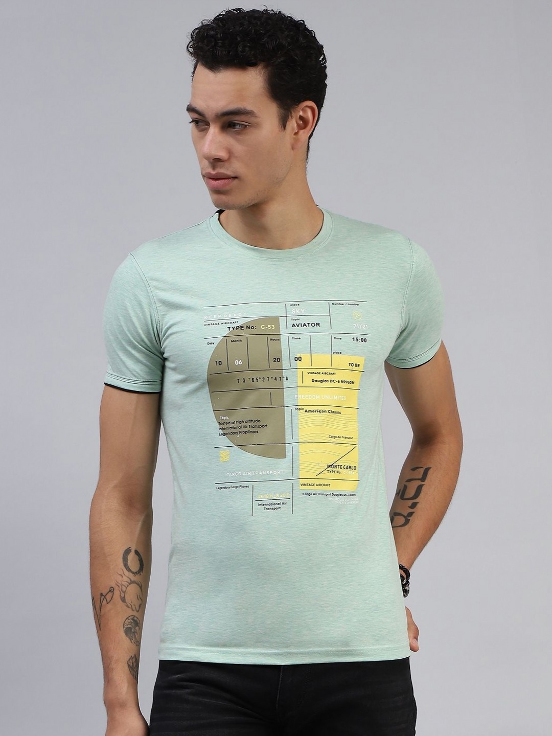 

Monte Carlo Men Graphic Printed Round Neck Cotton T-shirt, Green