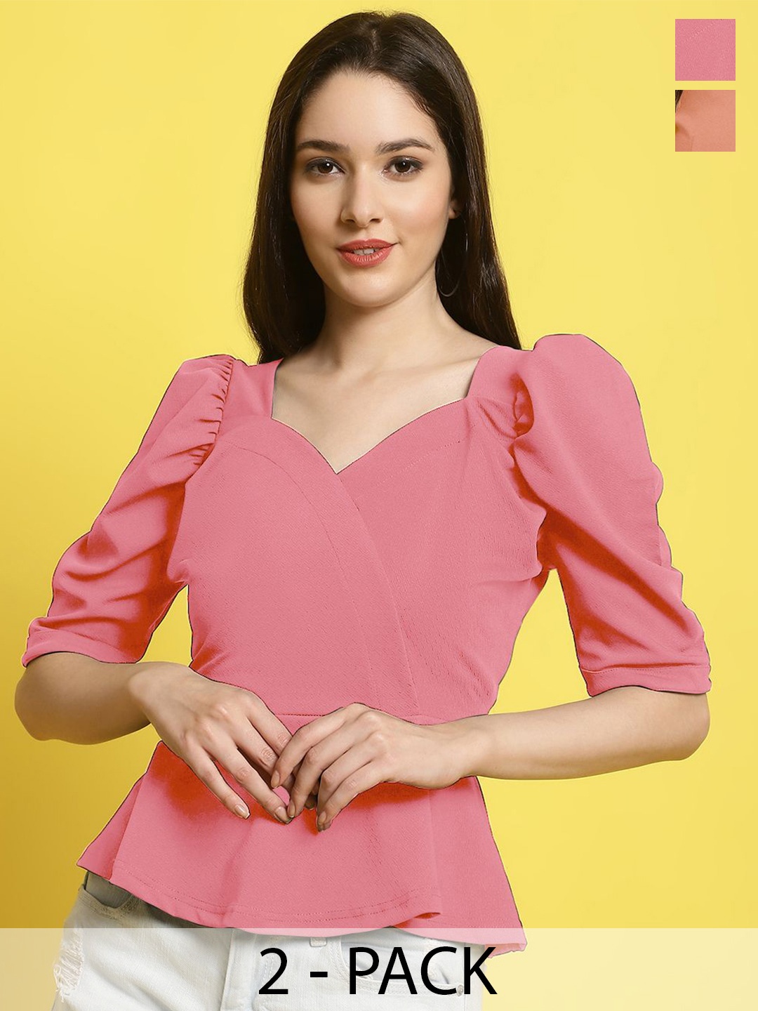 

Metronaut Women Pack of 2 Casual Valentino Top, Pink